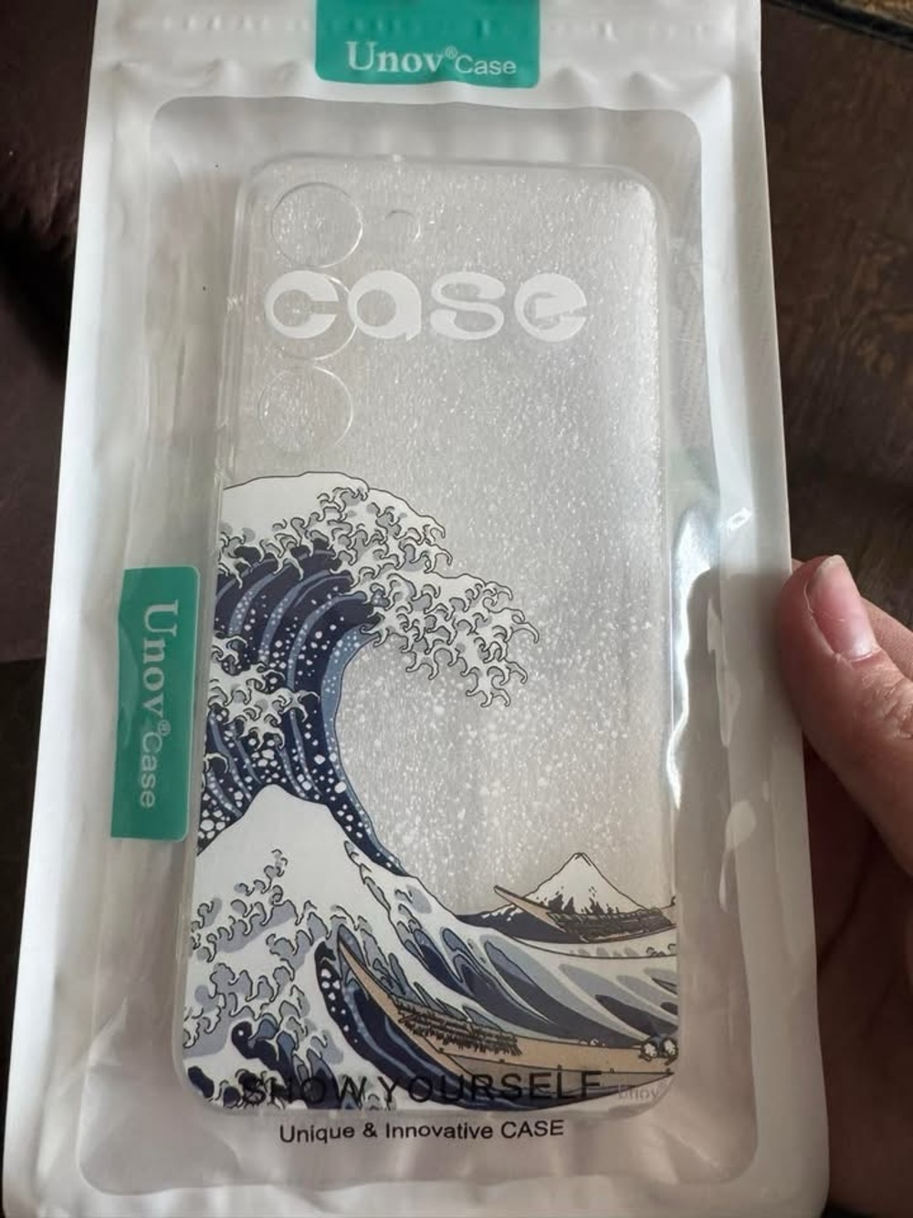 Galaxy 23 Clear Wave Design Phone Case - Blue & White
